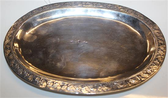 An early 19th century Spanish? silver oval dish, 5 oz.